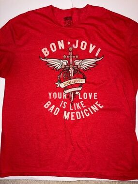 Bon Jovi "Bad Medicine" Graphic T-Shirt | American Classics Red Tee XL